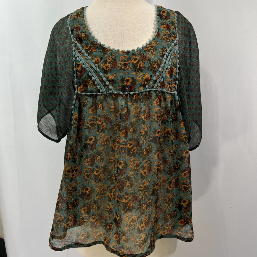 Woman's Fire Los Angeles Sheer Short Sleeve Shirt Sz L Coordinating Fabrics